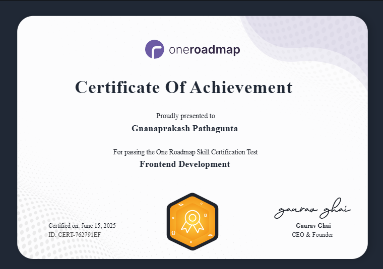 Gnanaprakash Pathagunta | Web Developer